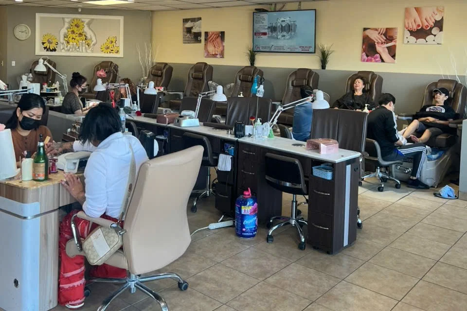 The bright manicure stations and welcoming atmosphere at 360 Nails & Spa